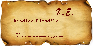 Kindler Elemér névjegykártya